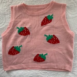 Pink Strawberry Sweater Vest